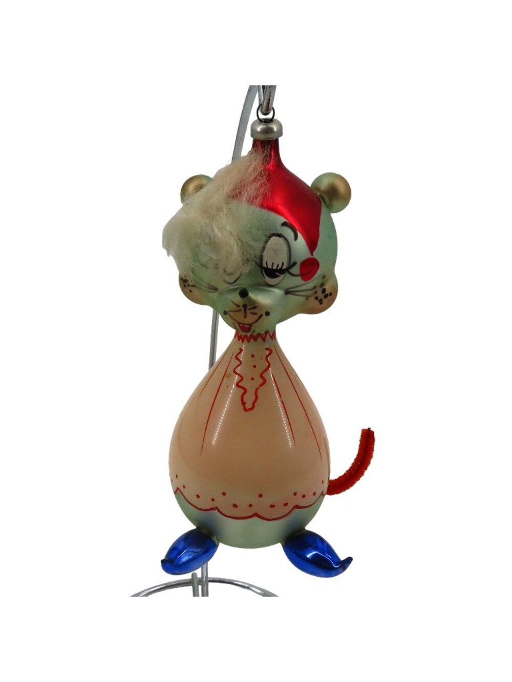 Antique De Carlini Mouse Christmas Ornament Italy Multicolor Glass Italian Bulb